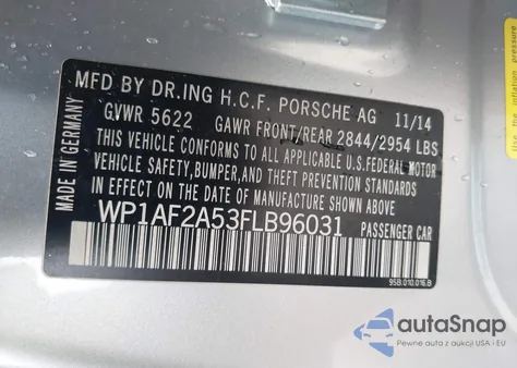 2015 Porsche Macan Turbo z USA, uszkodzony, nr VIN WP1AF2A53FLB96031